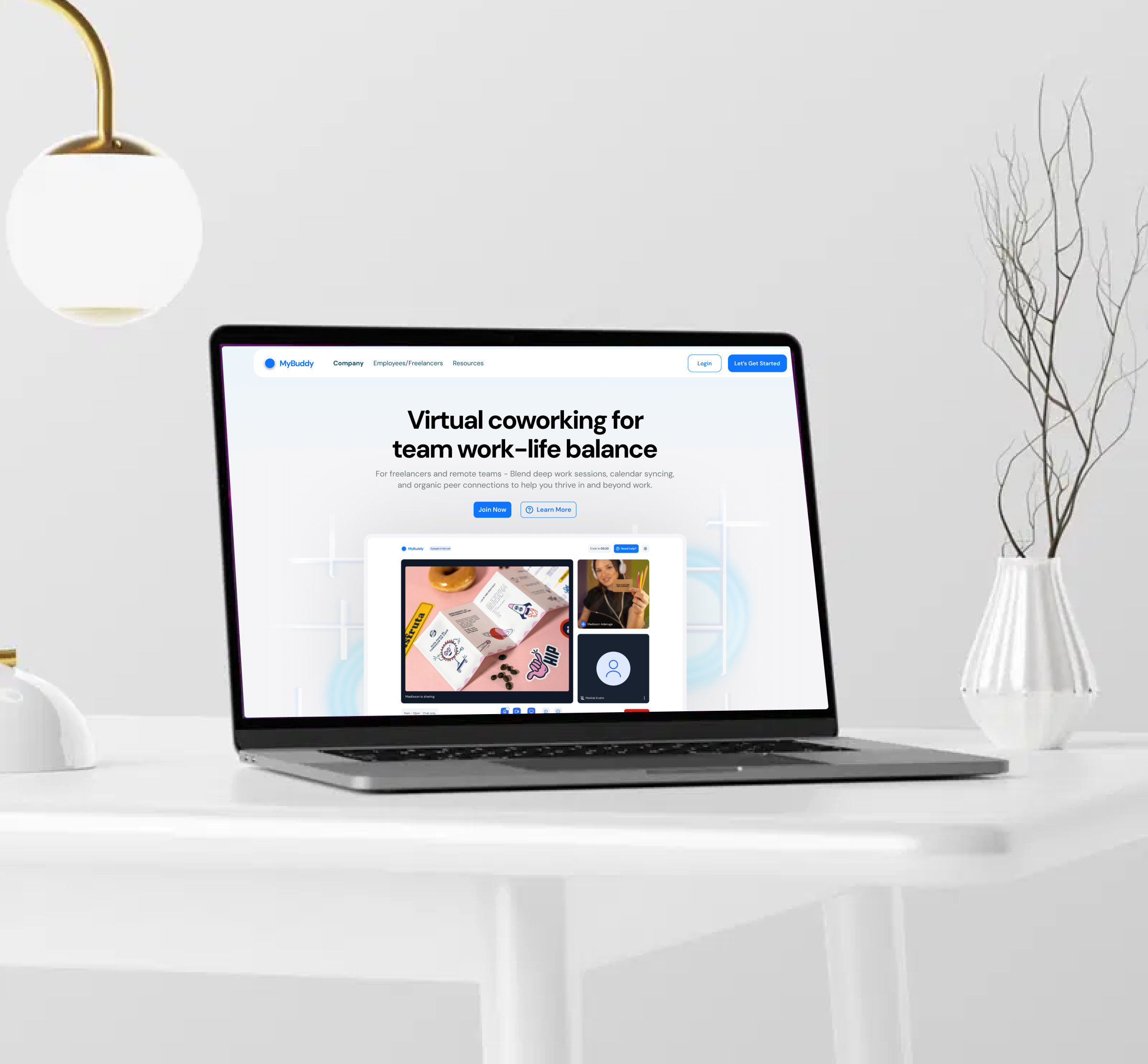 Buddily landing page open on a laptop